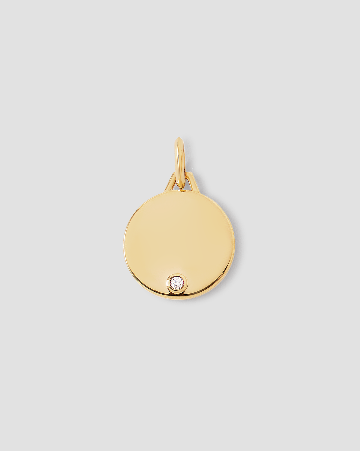 Small Circle with Diamond in 18K Yellow Gold gold charm - front view | charm necklaces
