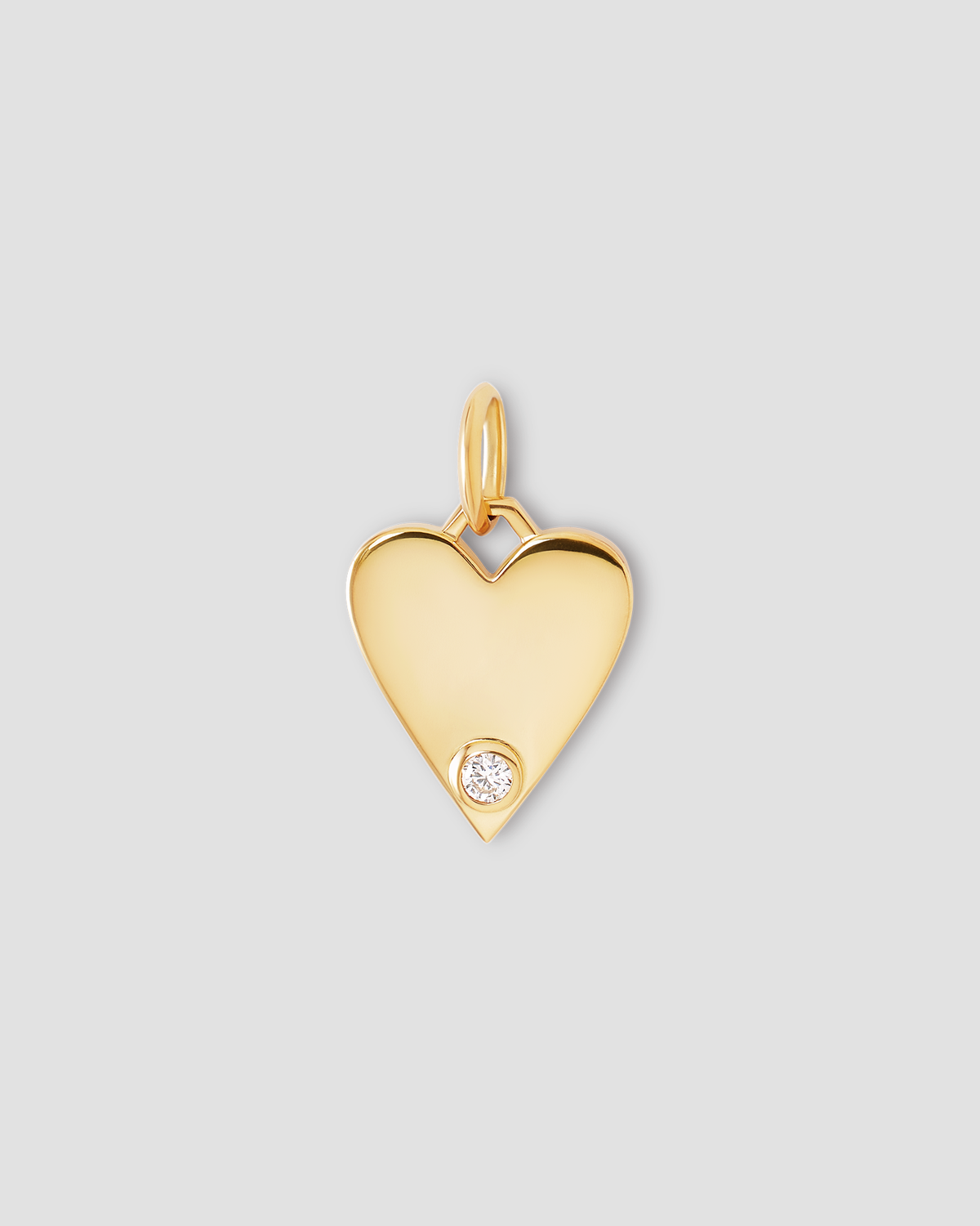 Personalized Medium Heart 1 Letter and Diamond in 18K Yellow Gold gold charm - styled on model | charm necklaces