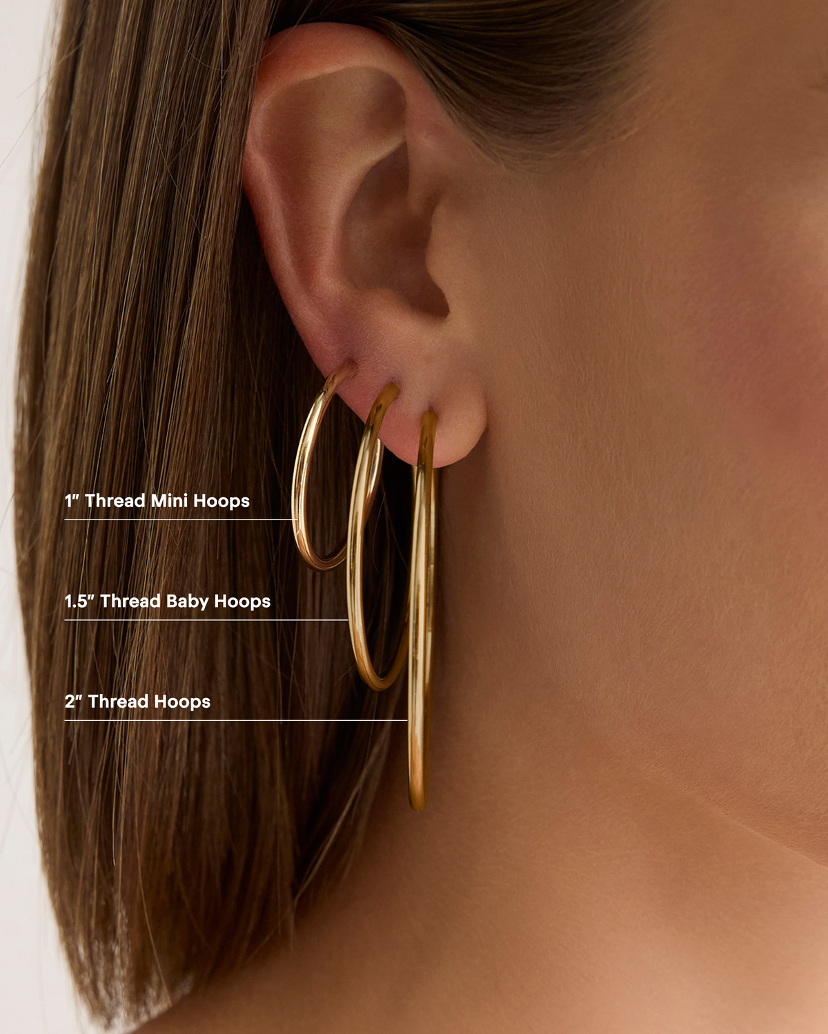 2" Thread Hoops earring - front view | gold hoop earrings for women