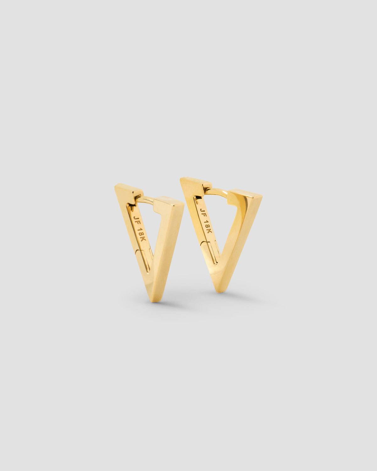 18k Triangle Huggie earring - front view | gold huggie earrings