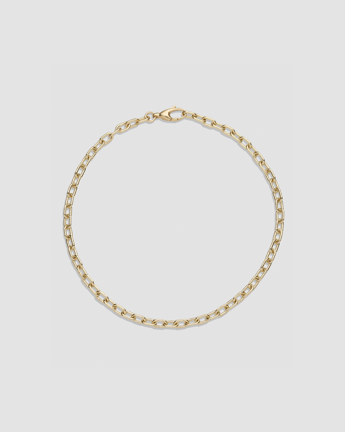 Large Round Link Chain Anklet gold anklet - front view | fine jewelry