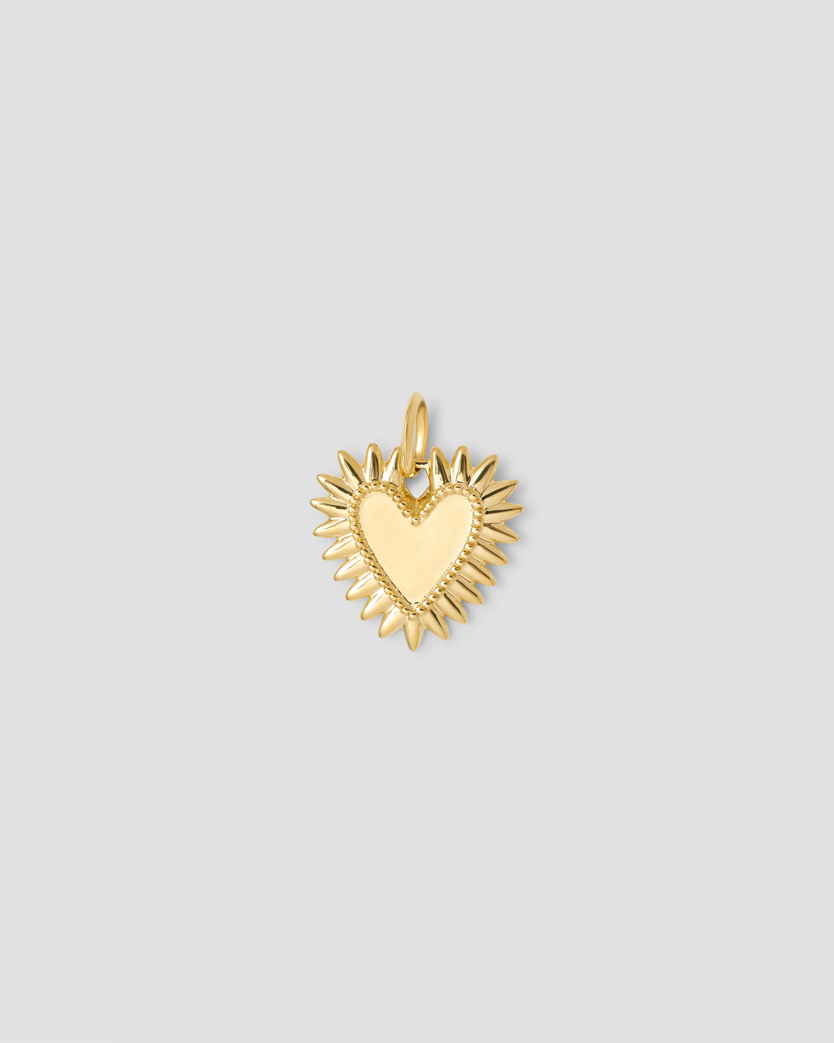 Personalized Small Fierce Heart in 18K Yellow Gold charm - front view | gold charm necklace