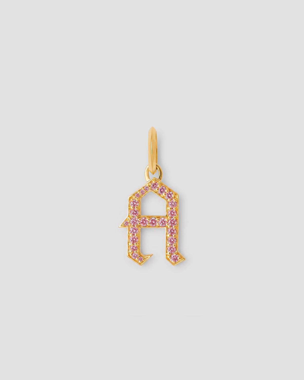 Capital Gothic Letter Charm with Pavé Gemstones